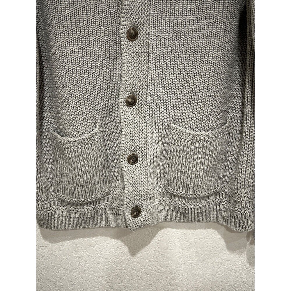 Polo Ralph Lauren Cotton Chunky Knit Shawl Collar Cardigan Gray Men’s Sz L - Picture 5 of 9